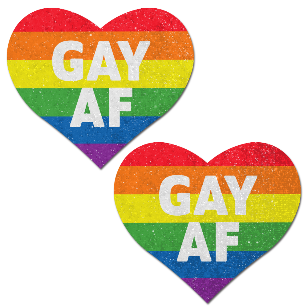 Rainbow GAY AF Heart Nipple Pasties