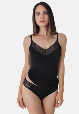 Sassa Natural Stripe Cami - Black