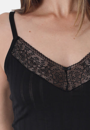 Sassa Natural Stripe Cami - Black