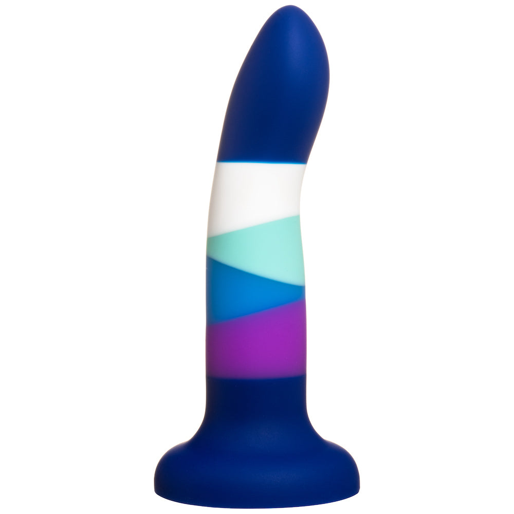 Rodeoh 6" Ribbon Striped Silicone Dildo - Blue