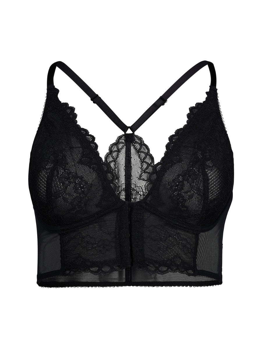 Superboost Lace - Deep V Front Closure Bralette - Black