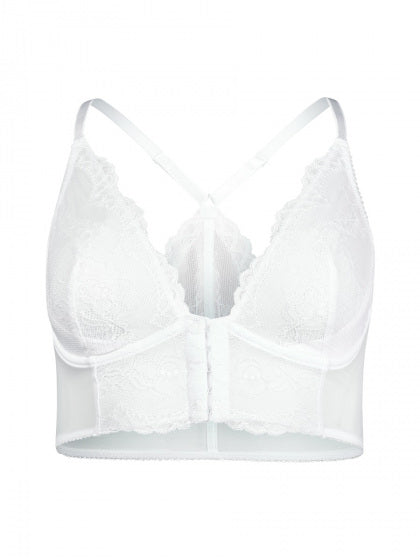 Superboost Lace - Deep V Front Closure Bralette - White
