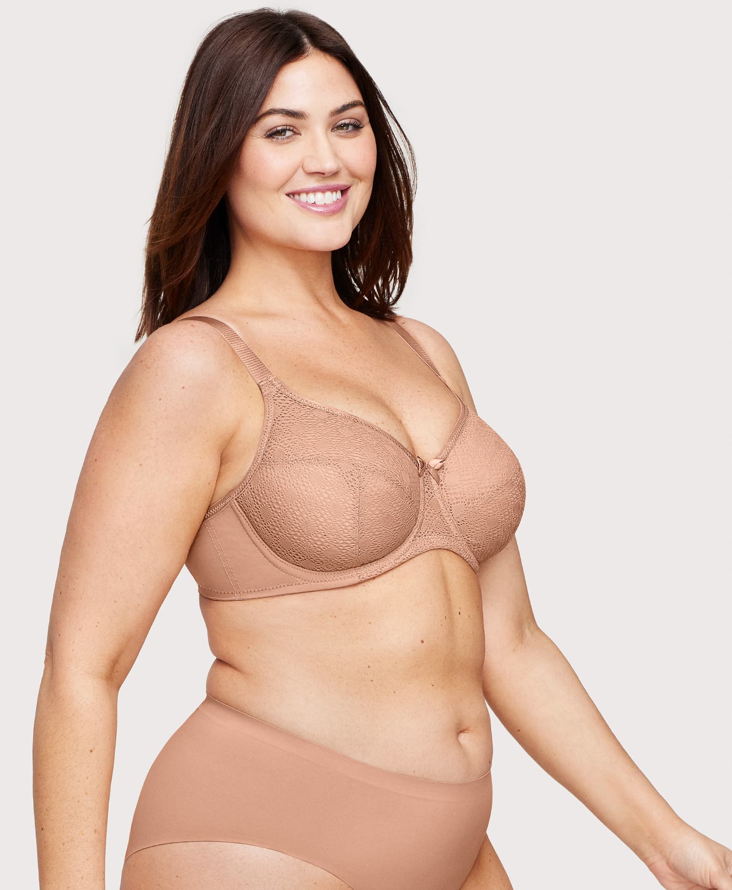 Glamorise Lace Comfort Wonderwire Bra - Cappuccino