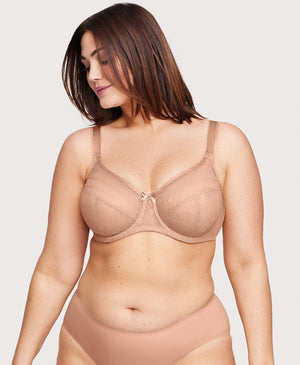 Glamorise Lace Comfort Wonderwire Bra - Cappuccino