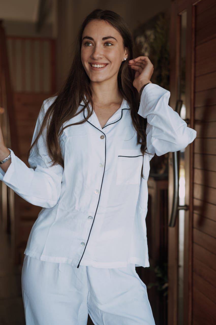 White Long PJ Set