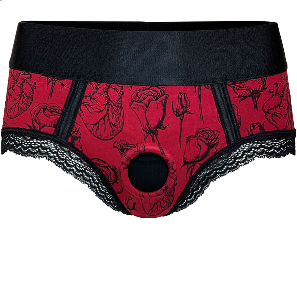 Rodeoh Panty+ Harness - Hearts & Roses Red