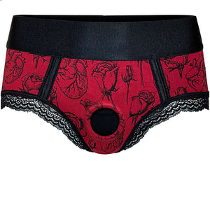 Rodeoh Panty+ Harness - Hearts & Roses Red