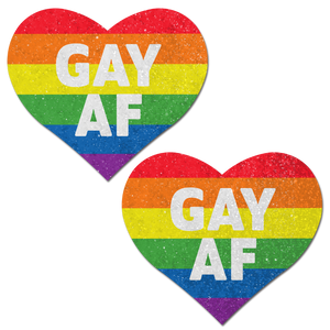 Rainbow GAY AF Heart Nipple Pasties