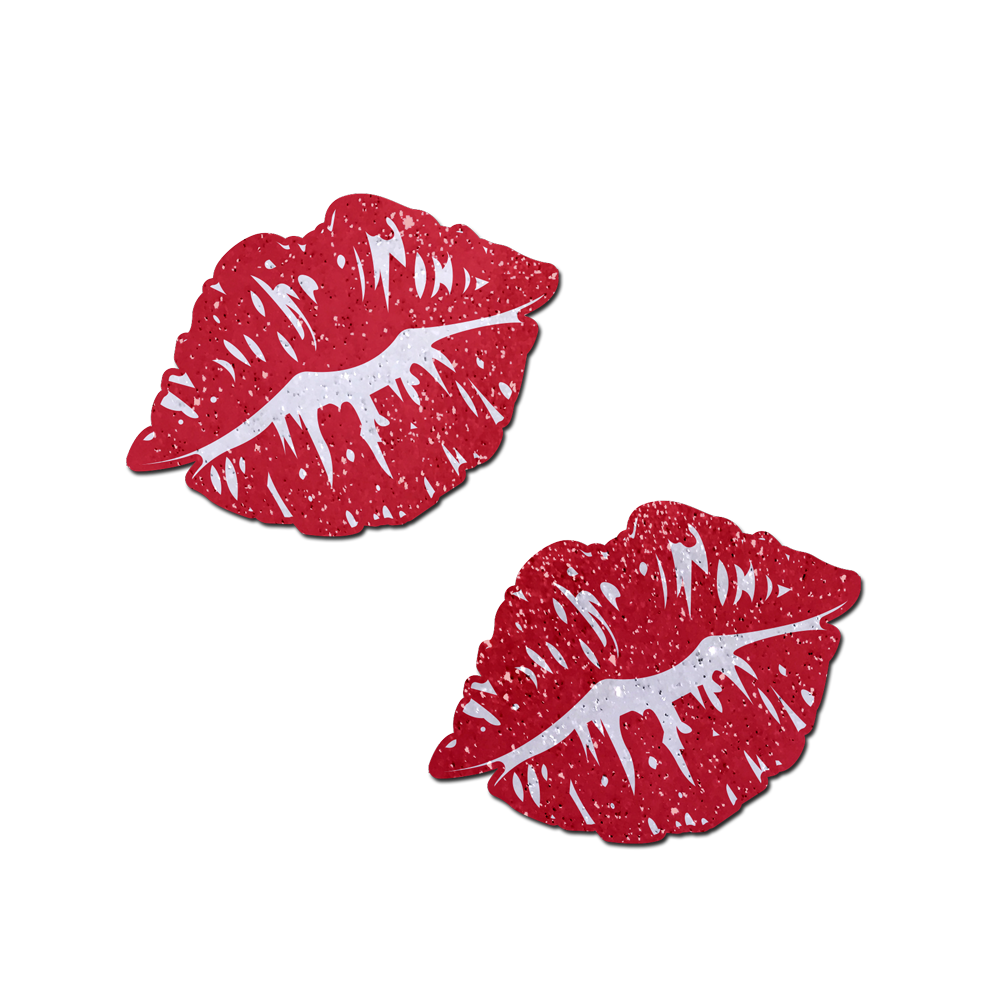 Red Glitter Kisses Nipple Pasties