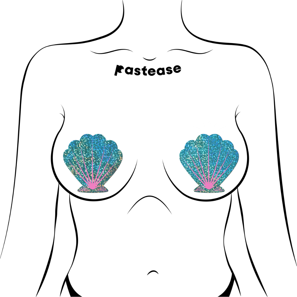 Pastease Turquoise Mermaid Sea Shell Nipple Pasties